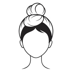 Wall Mural - Messy hair bun line art vector illustration on a transparent background