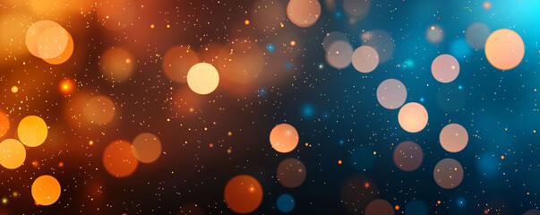 Poster - A dreamy light toned bokeh background filled with vibrant orange and blue hues, creating magical atmosphere perfect for various design projects