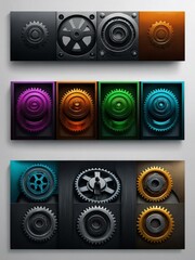 Wall Mural - Gear setting icon collection.