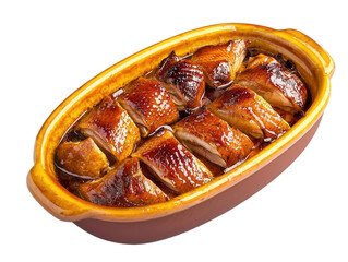 Wall Mural - a dish of roasted duck with an orange glaze on transparent background