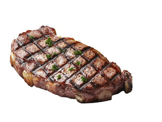 Wall Mural - a plate of grilled ribeye steak on transparent background