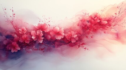 Wall Mural - Delicate Watercolor Sakura Blossoms