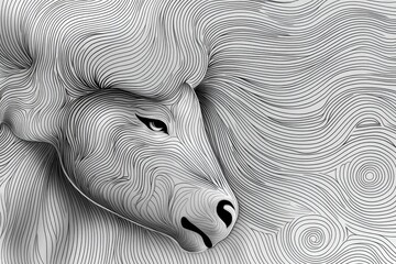 Poster - An artistic interpretation of an animal with flowing lines, showcasing creativity and elegance in monochrome tones.