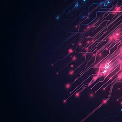 Poster - Vibrant technological abstract design featuring dynamic lines and glowing nodes against a dark background.