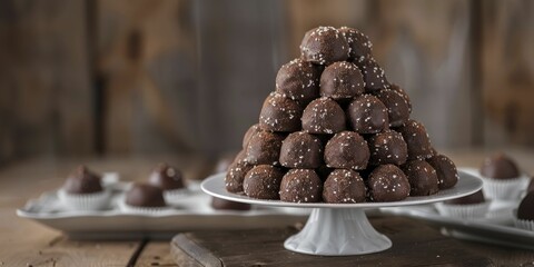 A chocolate truffle tower creates a stunning and refined display, perfect for captivating guests at any special occasion.