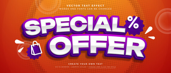 Fototapete - Discount promotion text effect on abstract background, sale vector graphic style