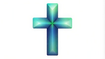 Abstract 3D Cross with Gradient of Blue and Green Colors