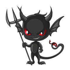 illustration of a little cute devil isolated on white or transparent png