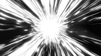 Wall Mural - Line art illustration depicting a burst of light generating a speed effect showcasing the flare from an explosive light special effect