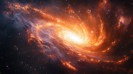 a breathtaking abstract visualization of a swirling galaxy with nebulae, stars, and celestial bodies