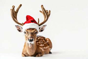 christmas hat with a deer isolated on white background