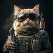 © bteeranan - Cat Soldier in Military Gear with Gun and Goggles