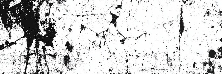 Fototapete - A striking black and white abstract background showcases a mix of textured patterns and splatters, ideal for creative projects, graphic designs, or artistic concepts
