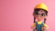 © AURA COLLECTIONS - A cheerful cartoon girl in a construction outfit with a helmet and tools, promoting creativity.