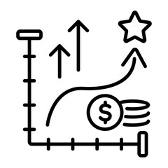 Sticker - Yield curve icon in outline style