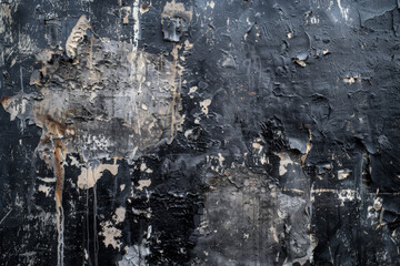 Sticker - A grunge wall texture in charcoal black, with a rugged, industrial look, showing signs of decay and age.