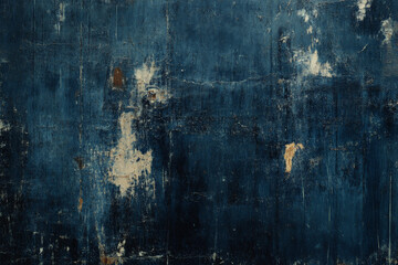 A grunge wall texture in deep navy, with weathered, faded patches, scratches, and signs of heavy wear.