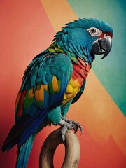 Wall Mural - Retro pop art of a colorful parrot.