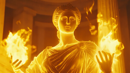 Wall Mural - Eternal flame glimpses of hestia's majesty in portrait, generative ai. Ancient Greece. Illustration