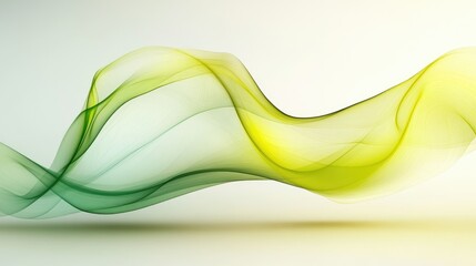 Transparent yellow-green wave design with fluid, smooth curves on a sleek, minimalistic background, evoking motion and modernity.