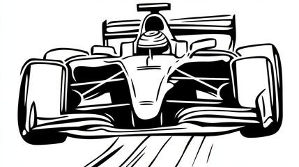 Wall Mural - An illustration of a modern formula race car drawing created by a child