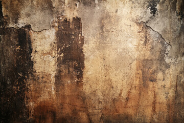 Wall Mural - A grunge wall texture in muted brown, featuring scratches, stains, and heavily worn edges, creating an industrial vibe.