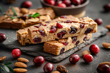 Italian biscotti with almonds and cranberries