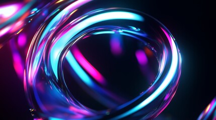Poster - Colorful abstract light swirls illuminating the dark space in a vibrant display of neon hues and fluid motion
