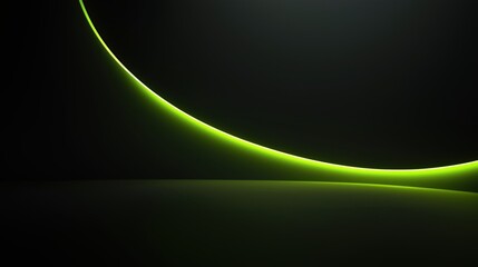 Aufkleber - A green line is drawn on a black background. The line is curved and he is a part of a larger design. The image has a futuristic and abstract feel to it
