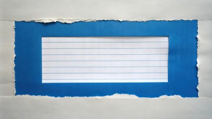 Wall Mural - Torn Paper with Blue Border Revealing Lined Paper Inside