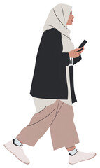 Sticker - PNG Modern Muslim woman walking illustration