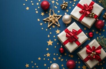 Aufkleber - A classic blue color Christmas holiday background