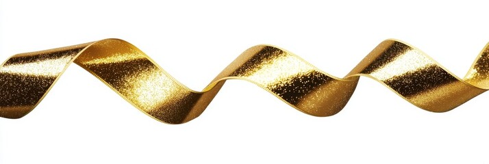 Poster - A gold ribbon isolated against a transparent background, PNG, a Christmas decoration or a gift.