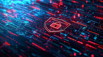 Leinwandbilder - The encryption of user private data, cyber security and data protection, protecting business and financial transaction data from cyber attacks