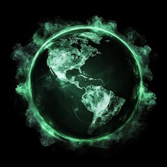 Aufkleber - Green fire light effect, plasma portal energy swirl circle light isolated on black