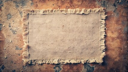 Wall Mural - Rustic Brown Fabric with Frayed Edges on a Weathered Surface