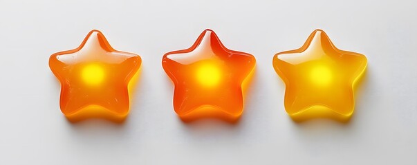 Canvas Print - Three Glowing Orange Star Shapes on White Background