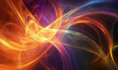 Aufkleber - A colorful, abstract painting with a lot of orange and purple swirls. The painting is full of energy and movement, and it seems to be a representation of the chaos and beauty of the universe