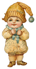 Canvas Print - PNG Vintage baby winter illustration