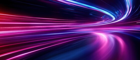 Aufkleber - A vibrant abstract image showcasing dynamic light trails in shades of pink, blue, and purple, evoking speed and energy.