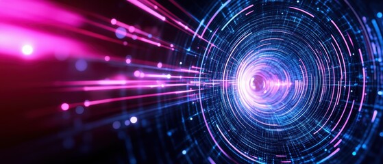 Aufkleber - A vibrant abstract illustration showcasing dynamic light trails and swirling patterns, representing speed and technology.