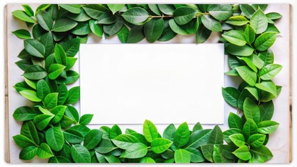 Poster - Green Leaves Surrounding a White Blank Space