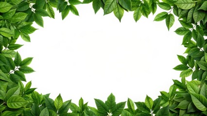 Poster - Lush Green Leaves Framing a White Background