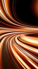 Poster - Dynamic abstract image featuring smooth, flowing lines in vibrant orange tones against a dark background.