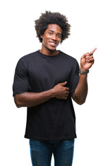Wall Mural - afro american man over isolated background with a big smile on face, pointing with hand and finger t