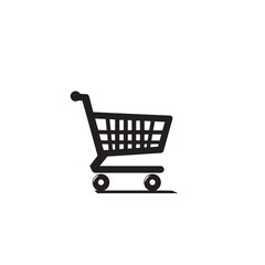 Shopping cart silhouette. Shopping trolley vector design. Shopping cart vector illustration isolated on white. background.