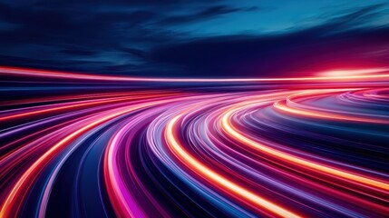 Aufkleber - Vibrant light trails in motion against a moody sky, creating a stunning visual effect that captures the essence of speed and energy.