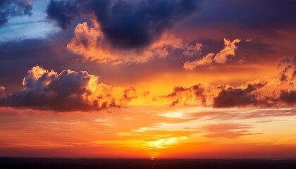 beautiful cloudy sunset colorful sky over horizon