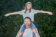 © Flashizzle/peopleimages.com - Portrait, airplane and girl with dad, outdoor and happy in nature, fresh air and relax in morning or plants. Spring, bonding and child with father, peace and kid in backyard, smile or calm in weekend