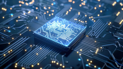 Canvas Print - A computer chip is shown on a circuit board